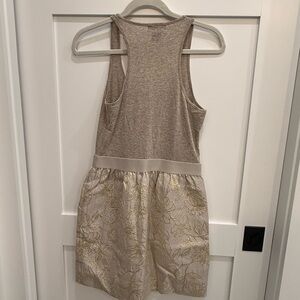 Aqua Beige and Gold brocade Floral Dress